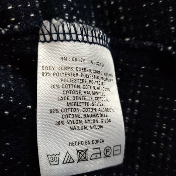 Anthropologie Postmark Patel Tweed Lace Sleeve Shirt Navy Women Medium - Picture 10 of 10